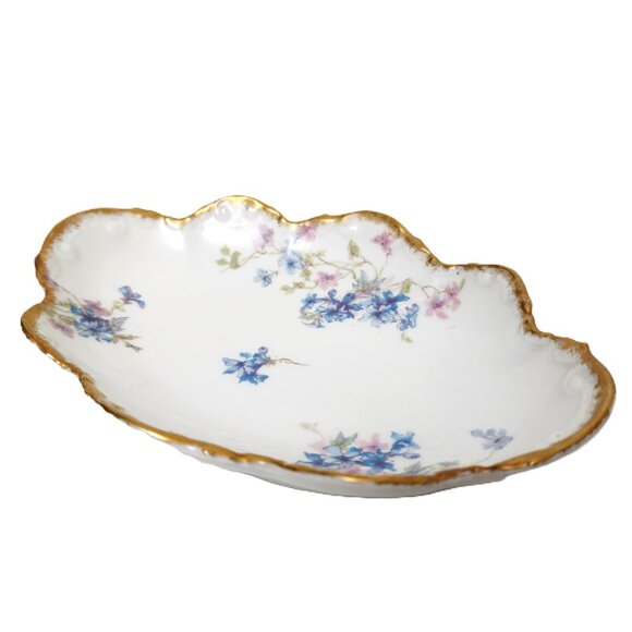 Antique CH Field Haviland Limoges GDA France Blue&Purple Scallop S Serving Dish - Picture 1 of 6